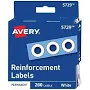 Avery - Self-Adhesive Plastic Reinforcement Labels, 1/4" Diameter, 200/Pack - Matte White