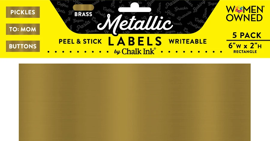 Metallic Brass Peel & Stick Rectangle Writeable Labels
