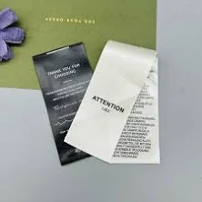 Customized Silk/Satin Garment Care Labels Washable Woven Clothing Size Tags with White Washing