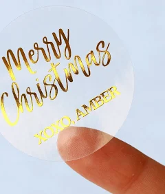 Personalized Gold Foil Christmas Stickers Custom Gift Labels Merry Christmas Gift Tags Silver Rose Gold