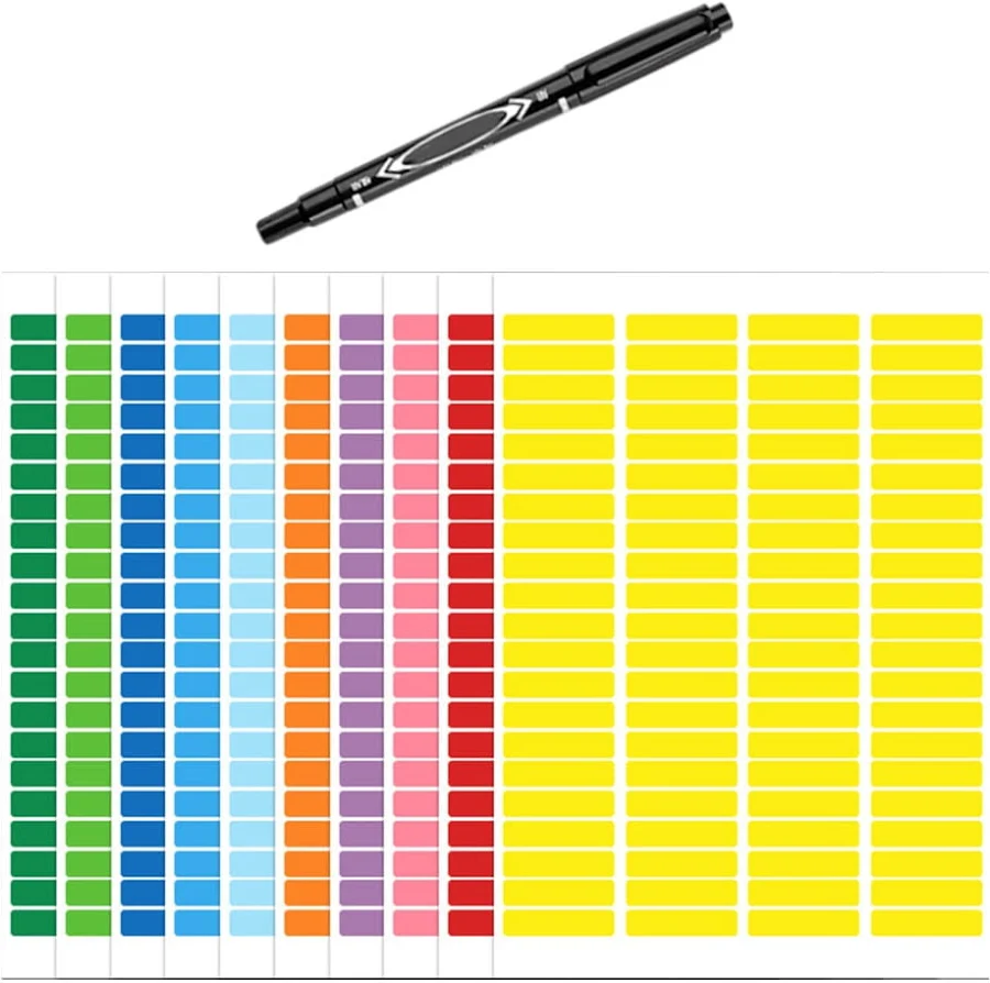 Rectangular Coloured Stickers Labels, Rainbow Sticky Label 10 Colours Color Coding Labels Rectangular Colored Stickers