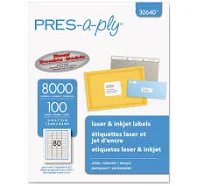 PRES-a-ply Labels Inkjet/Laser Printers 0.5 x 1.75 30640