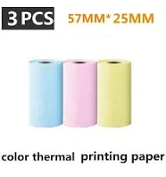 3 PCS Color Printing Paper Mini Printer Thermal Paper Colorful Adhesive Self-adh