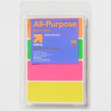 up&up 96ct 1"x2.75" Permanent Labels Neon