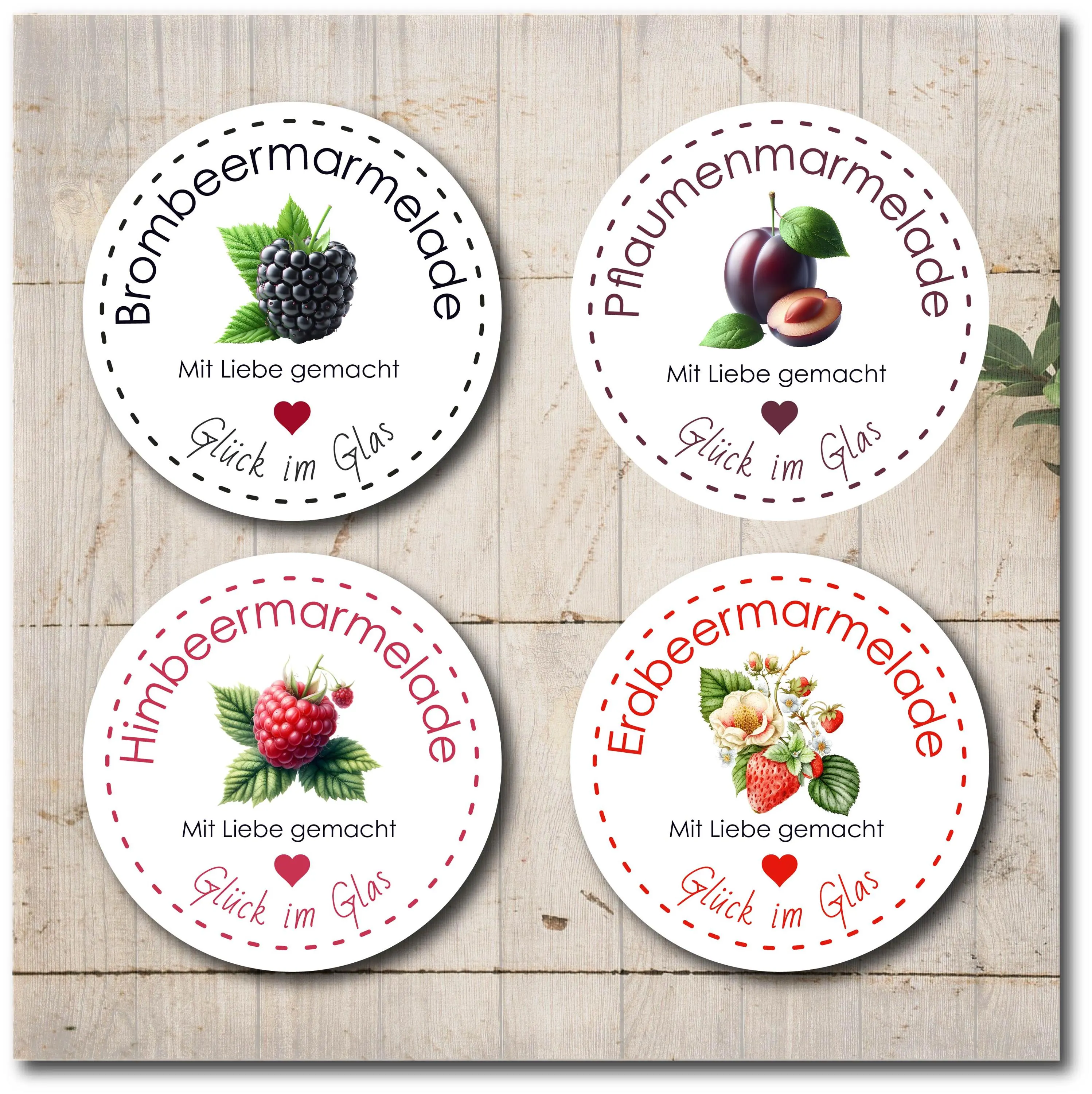Jam stickers self-adhesive – 24 labels Ø 4–8 cm – personalizable for jam, honey, wedding, party gifts