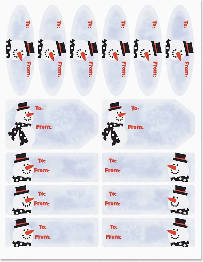Snazzy Snowman Christmas Gift Labels