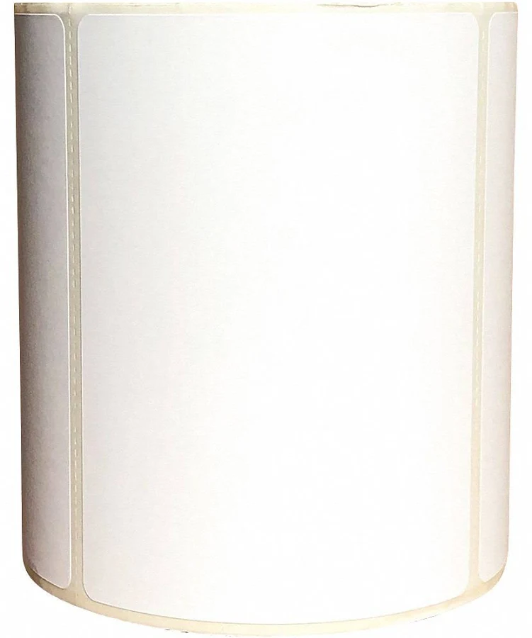 Barcode Printer Label: 4 in Label Wd, 2 in Label Ht, White, 1 in Core Dia., Matte Model: 60DY26