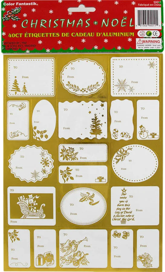 JAM Paper Foil Christmas Gift Tag Stickers