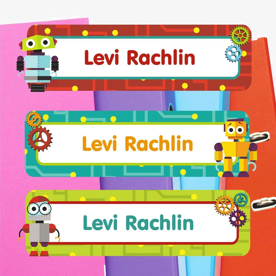 Little Robots Extra Large Rectangle Name Labels