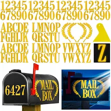 Seloom 3" Reflective Mailbox Numbers Letters Stickers for Outside,Self Adhesive Mailbox Decal Numbers 4 Set(0-9),Letters 2 Set(A-Z),Leaves 2 Set