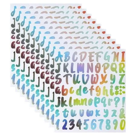 PVC Self-adhesive Label Stickers, Waterproof Decals for Kitchen, DIY Scrapbooking, Letter A~Z and Number 0~9