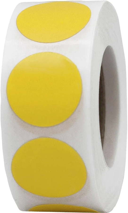 Yellow Color Code Labels 3/4" Round QTY 500 | Wholesale Labels | InStockLabels