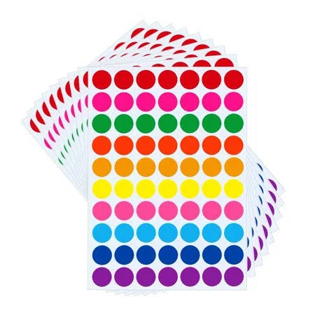 10 Bright Colors 3/4" Round Dot Stickers