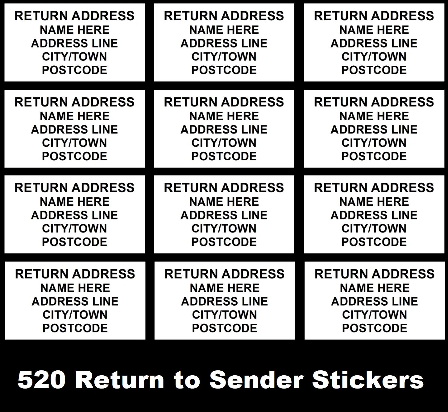 Personalised Self Adhesive Name Return Address Sticky Labels Stickers 520 Return to Sender
