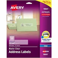 Avery Matte Clear Easy Peel Mailing Labels w/ Sure Feed Technology