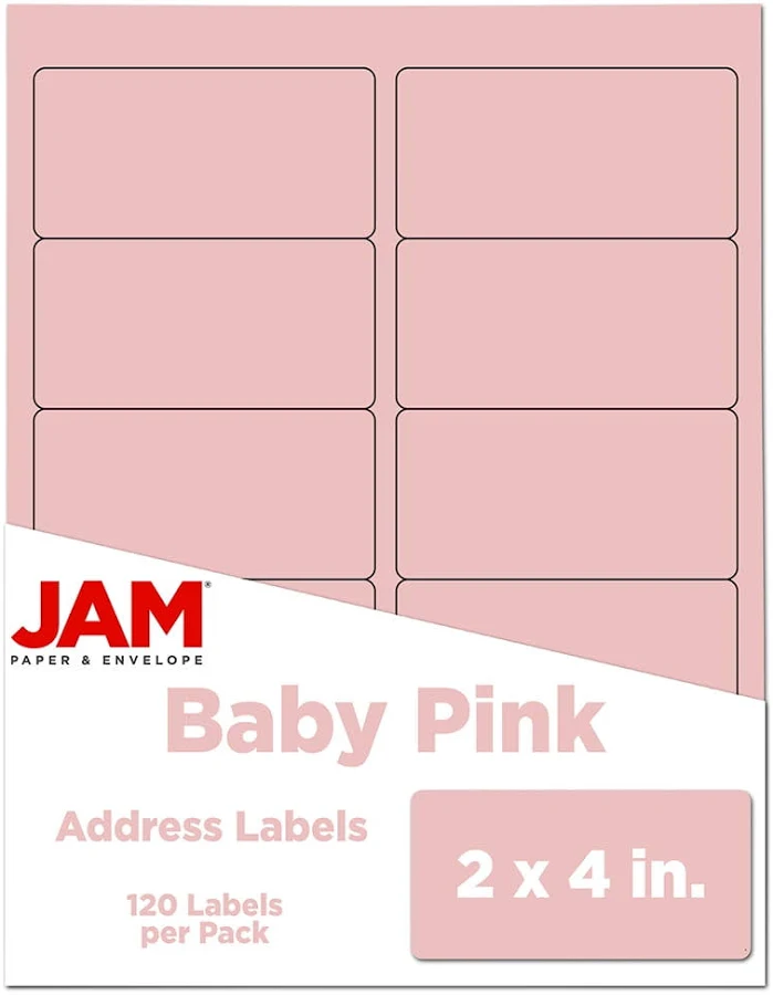 JAM Paper Baby Pink 2 x 4 Address Labels