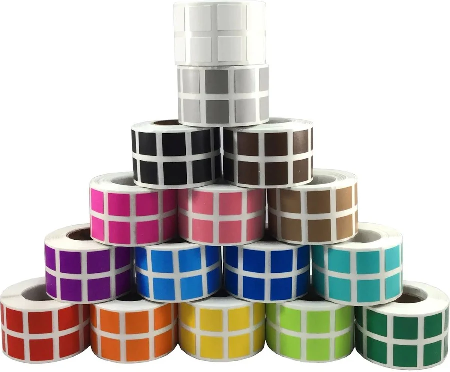 16 Colors Bulk Pack | 1/2" Square | Wholesale Labels | InStockLabels