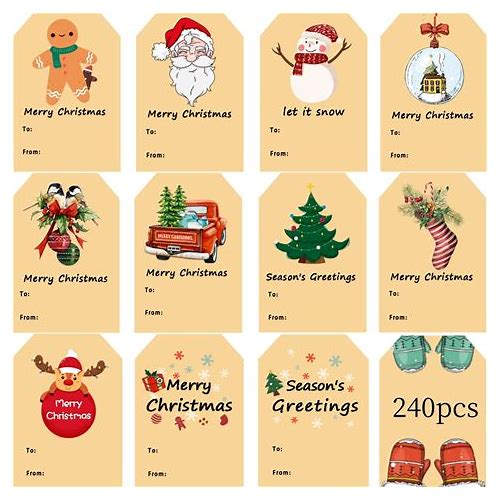 240Pcs Christmas Gift Tags Stick…