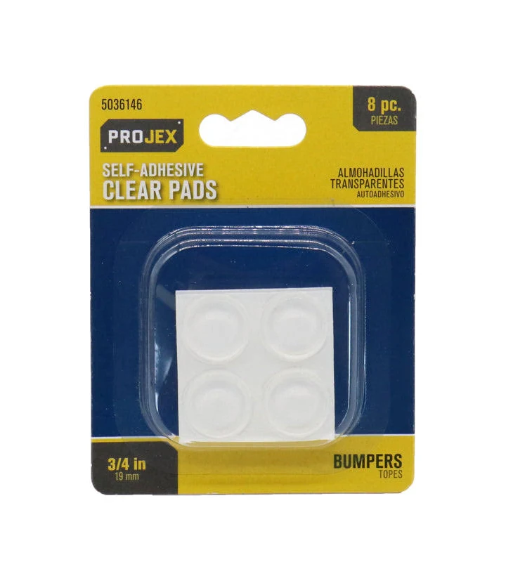 Projex - Vinyl Self Adhesive Protective Pad - Clear - Round - 3/4 in. Width - 8 Pack