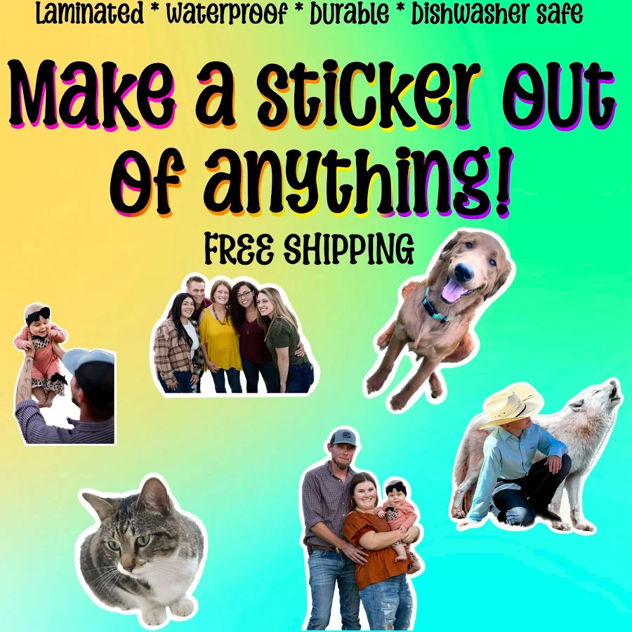 Custom photo stickers - personalized waterproof decals for laptops, mirrors, tumblers, and more