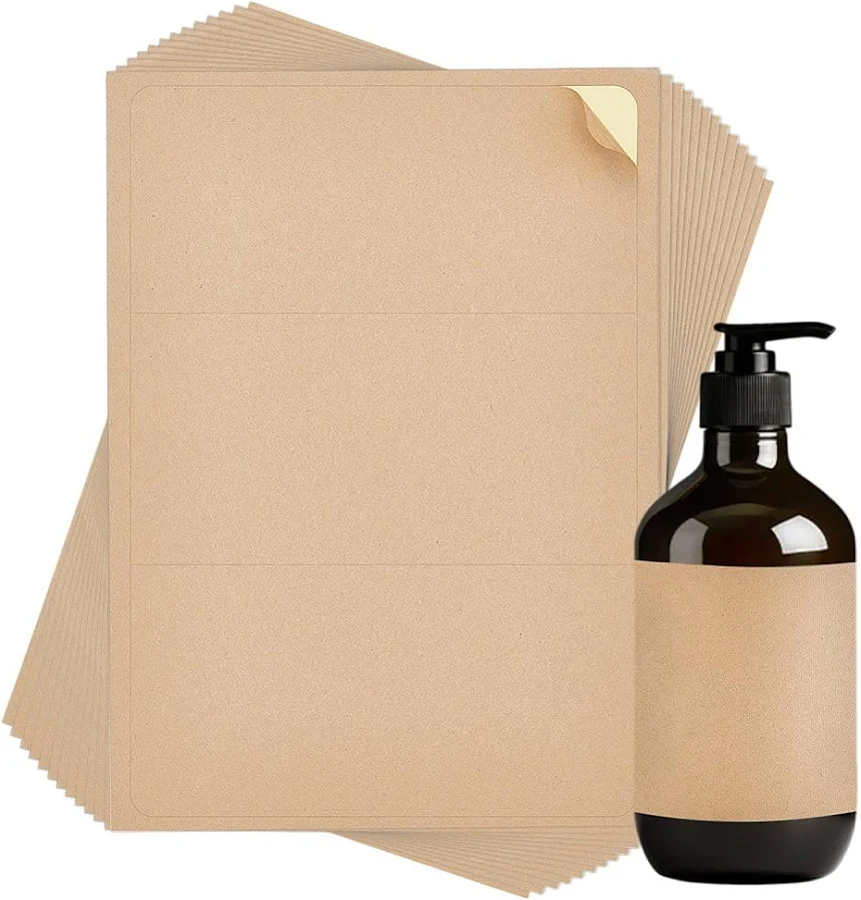 20sheets Wine Blank Adhesive Label Paper Self Adhesive Stickers Tan 279.4x215.9x0.1mm for DIY