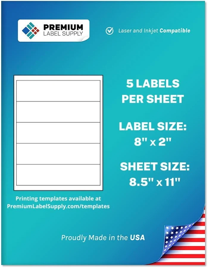 8′′ x 2′′ Blank Water Bottle Labels