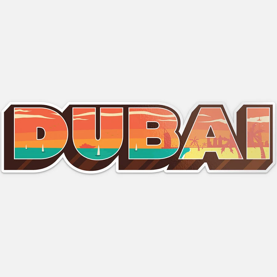 Dubai United Arab Emirates World City Travel Slogan Vinyl Sticker Decal | Multicolor | Plastic