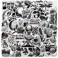 50pcs PVC Adhesive Waterproof Stickers Self-Adhesive Stickers, for DIY Photo Album Diary Scrapbook Decoration, Mixed Shapes...