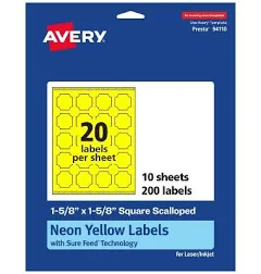 Avery Square Scalloped Labels Bright 94110