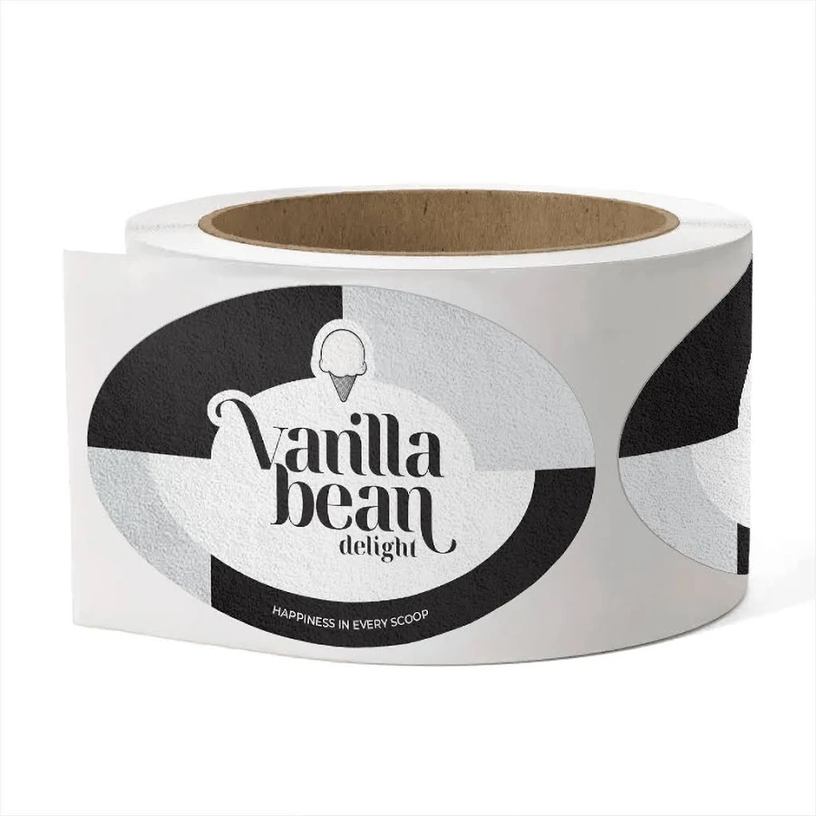 50 Custom Stickers - Shape: Oval - Textured Self-Adhesive Paper Casablanca