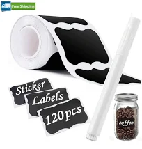 120/240/360pcs Black Waterproof Reusable Label Stickers Wavy Pattern