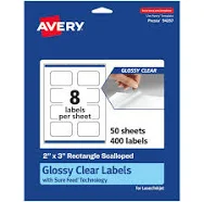 Avery Glossy Clear Rectangle Scalloped Labels 94267-CGF