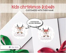 Kids Christmas Gift Labels | 50+ Stickers | Custom Printed Labels For Christmas | Paper Gift Labels | Customized Gift Tag | Personalized