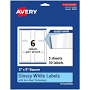 Avery Glossy Permanent Labels Sure Feed 3" x 3" White 30 Pack of 30