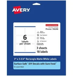 Avery Durable Removable Rectangle Labels 94248-DRF8