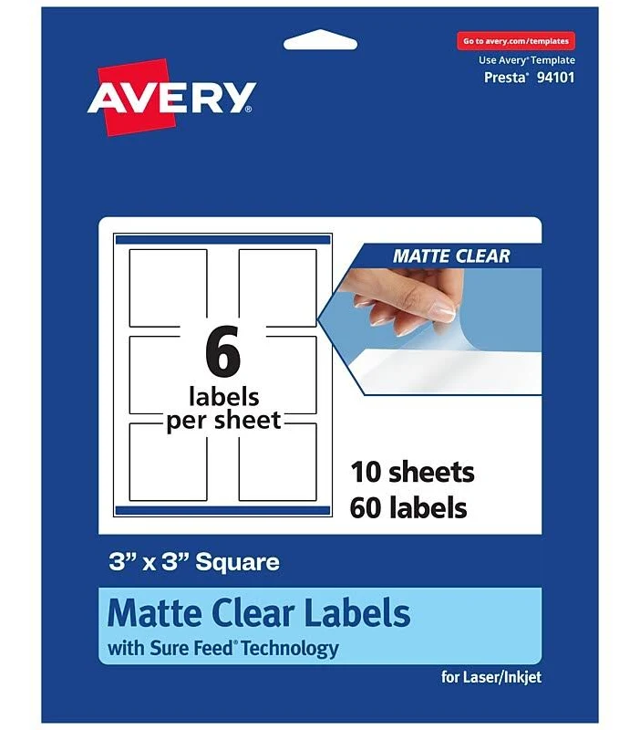 Avery Matte Clear Square Labels