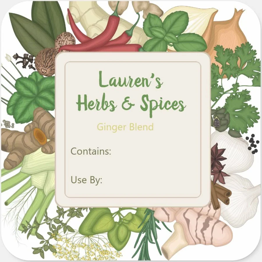Customizable Herbs & Spices Food Labels