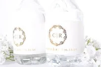 Metallic Foil Monogram Stickers, Wedding Monogram Stickers, Gold Foil Bottle Labels, Gold Foil Wedding Stickers, Water Bottle Labels