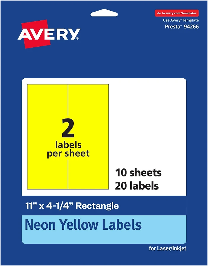 Avery Printable Rectangle Labels Bright