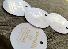 Gold Foil Simple Modern Round Tags - Gold Foil Favor Tags - Metallic Gold Silver Labels - Metal Thank you Hang Tags - Simple Serif