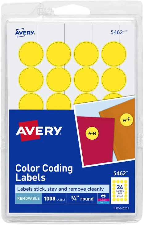 Avery Printable Removable Color-Coding Labels