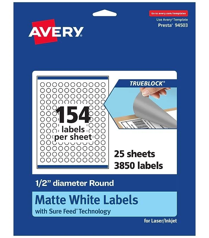Avery TrueBlock Laser/Inkjet Round Multipurpose Labels