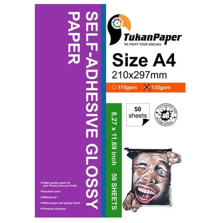 Waterproof Glossy Sticker Photo Paper A4 Size 50 Sheets