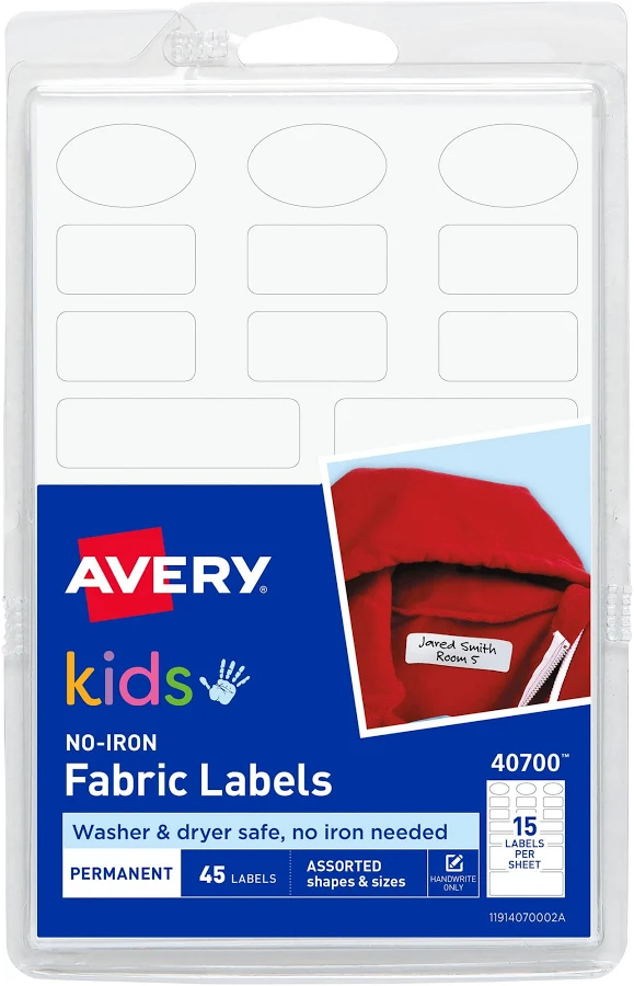 Avery G No-Iron Clothing Labels Permanent Adhesive Fabric Labels