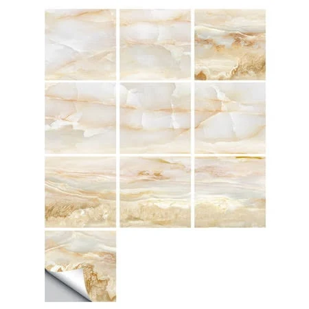 10 Pcs Tile Stickers Vinyl Self-adhesive Waterproof Marble Decals Peel and Stick Bathroom Decor 6 inchx6 inch, Size: 6 x 6, Brown