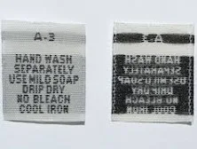 100 Pcs White Woven Clothing Sewing Clothing Care Label - Hand Wash