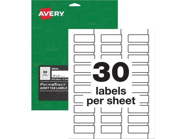 Avery PermaTrack Durable White Asset Tag Labels