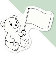 4 x 'Bear Holding Flag' Premium Vinyl Decal Stickers – Waterproof, Durable & Eas