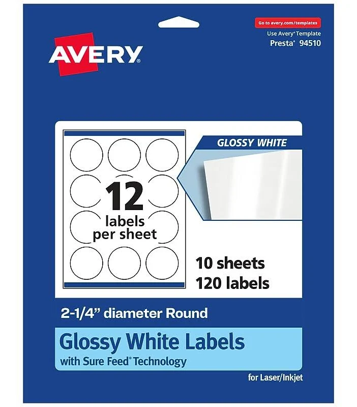 Avery Glossy White Round Labels