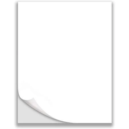 8.5" x 11" Full Sheet Blank White Matte Permanent Adhesive Sticker Labels for Laser/